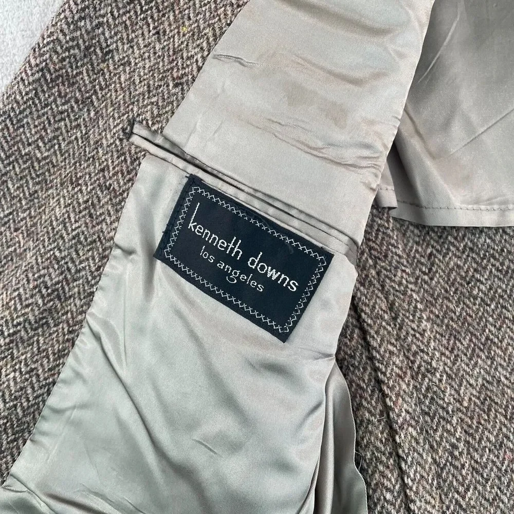 Vintage Harris Tweed‎ Blazer Jacket Sport Coat 40R Brown Herringbone 100% Wool